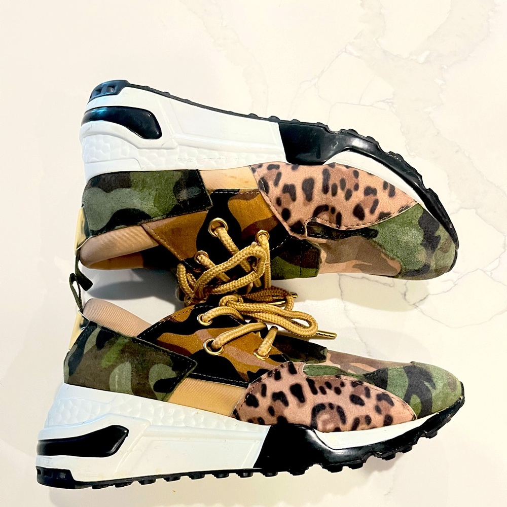 Steve Madden ‘cliff” sneakers in camo leopard print